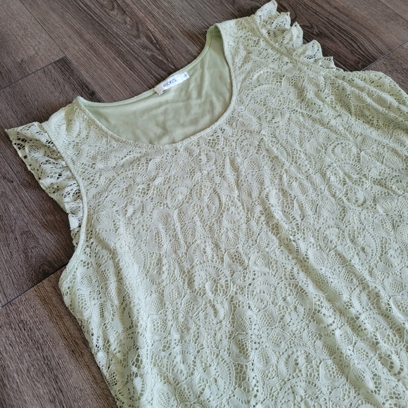 Ricki's Light Green Lace Ruffle Sleeve Top - Picture 2 of 8